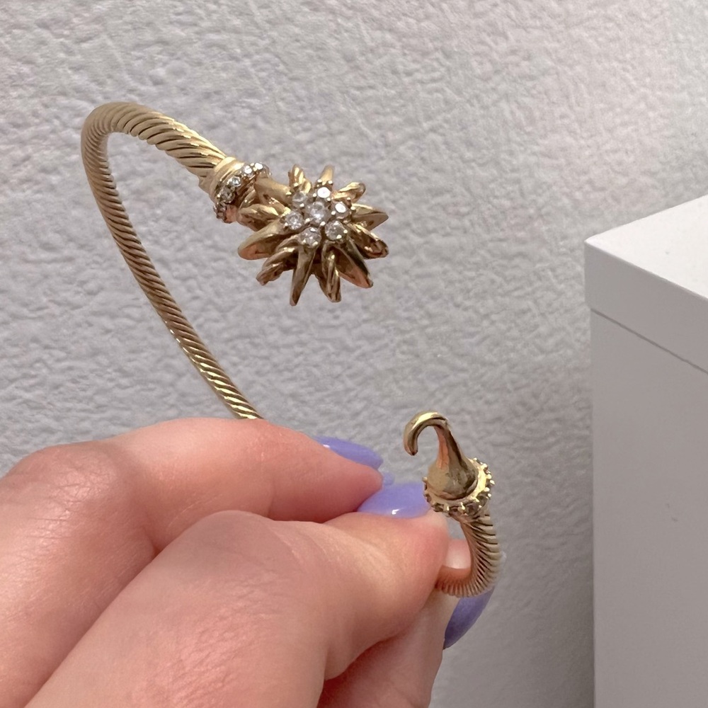 Stackable Gold Cable Starburst Hook Bangle Bracel… - image 4